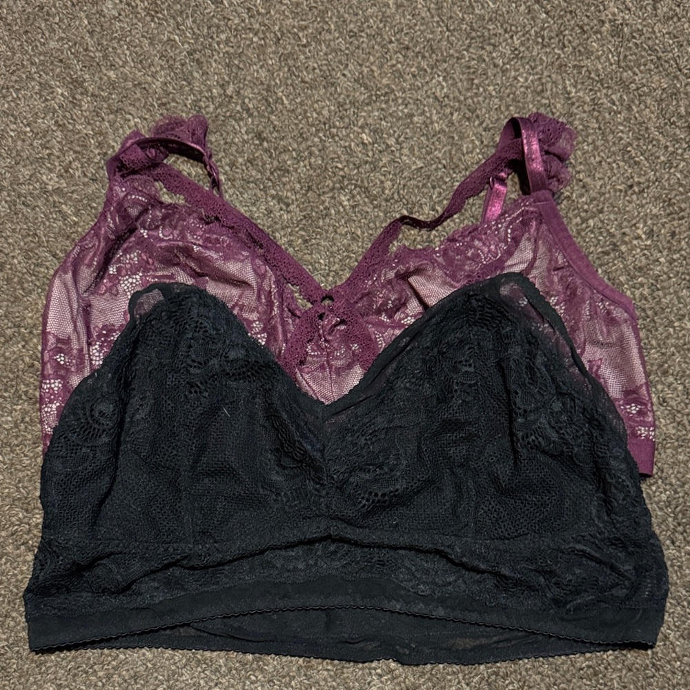 Torrid Lace Bralette Duo - Black and Purple